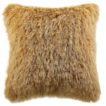 Glittered Shaggy Textured Mustard Cushion from CIMC