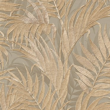 Design ID | Grace Tropical Palm Leaf Green & Gold Wallpaper | GR322105