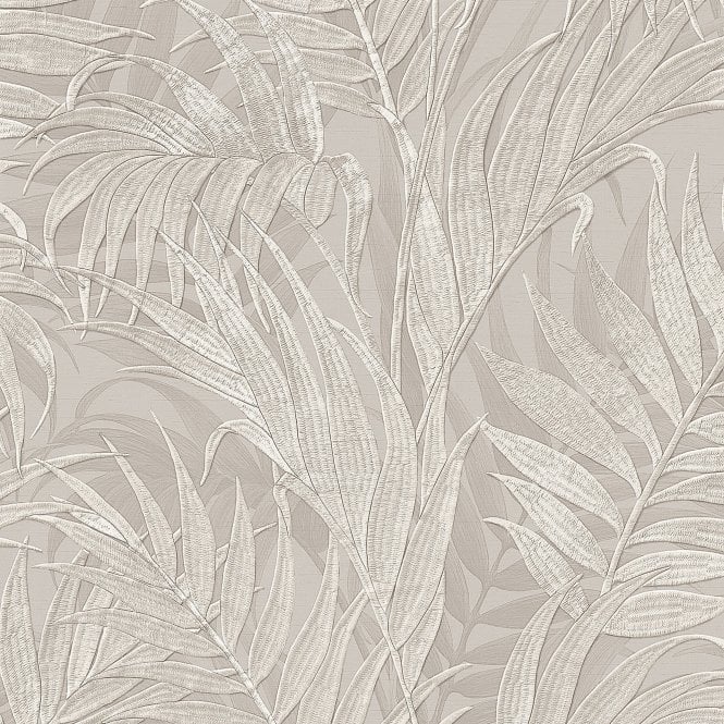 Grace Tropical Palm Leaf Grey / Mink Wallpaper by design id GR322103