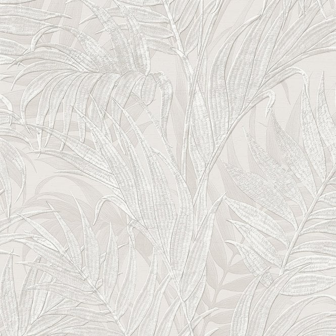 Grace Tropical Palm Leaf Silver Wallpaper by design id GR322101