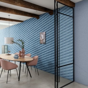 Graphic 3D Blue / Silver Wallpaper from Rasch 554656