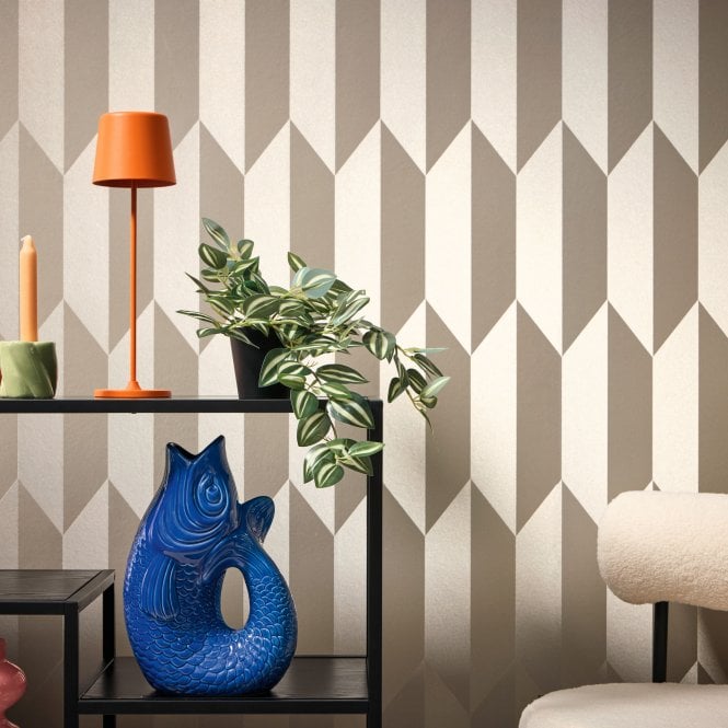 Graphic Groove Champagne Metallic Wallpaper by COSMO Living 79086-5