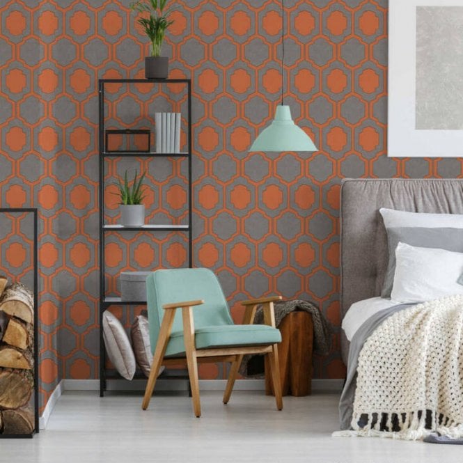 Graphics Pop Style Textured Wallpaper Orange / Grey by AS Creation 37479-3