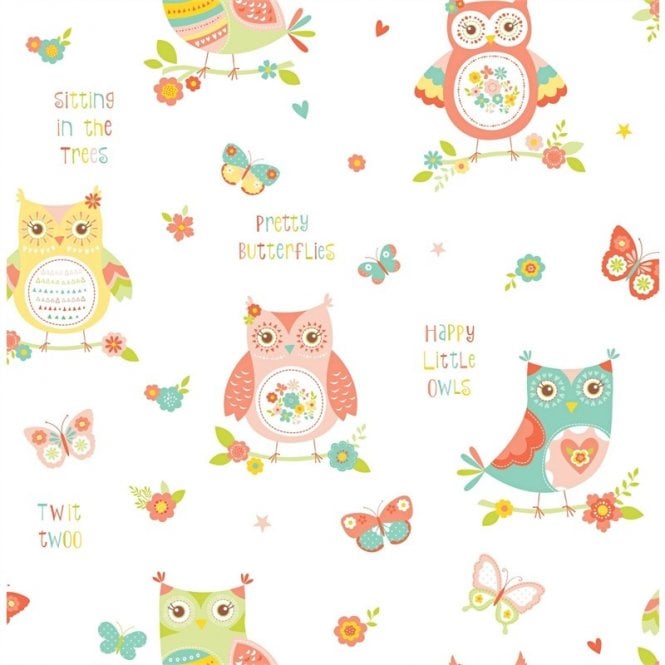 Happy Little Owls Multi Wallpaper by Fun4Walls FD41923