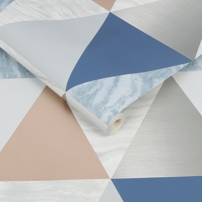 Harlequin - Blue/Rose Gold Wallpaper by Graham and Brown Fresco 111399