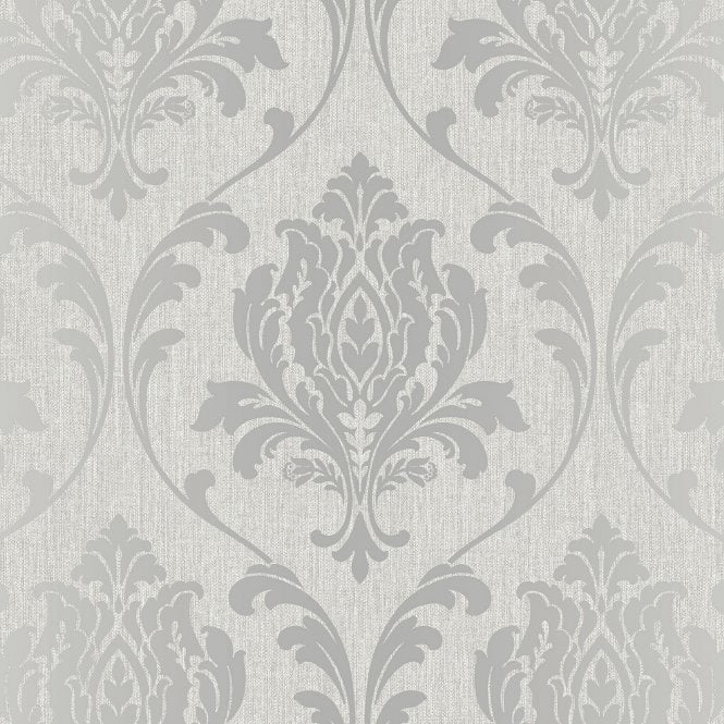 Highgrove Damask Silver / Grey Duplex Wallpaper by Rasch 274980