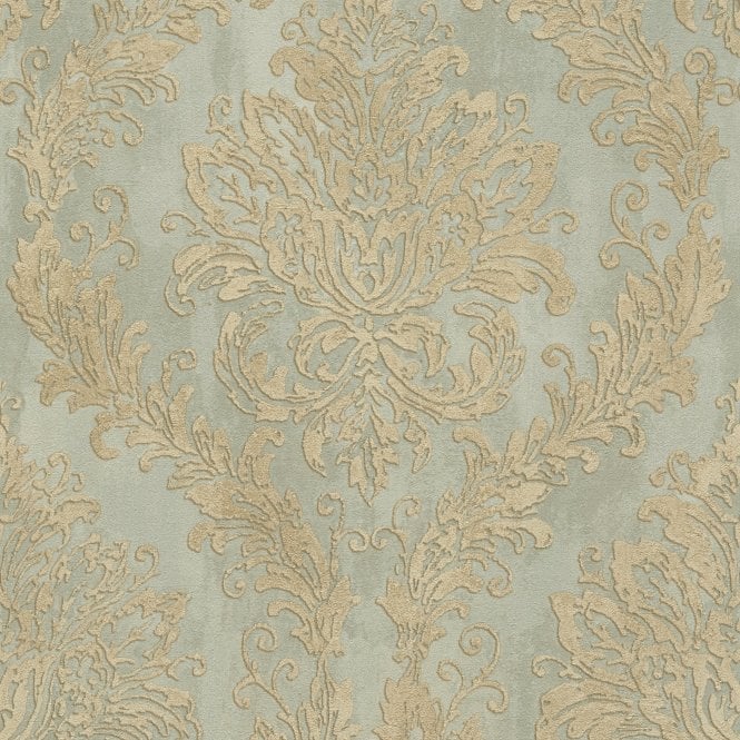 History of Art Damask Green / Gold Wallpaper by AS Creation 79049-2