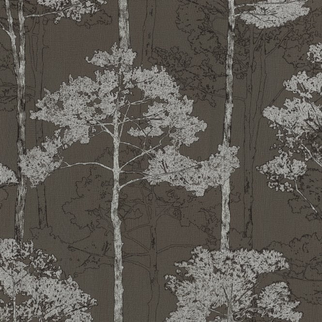 Hyde Park Trees Anthracite / Silver Wallpaper by Rasch 410839
