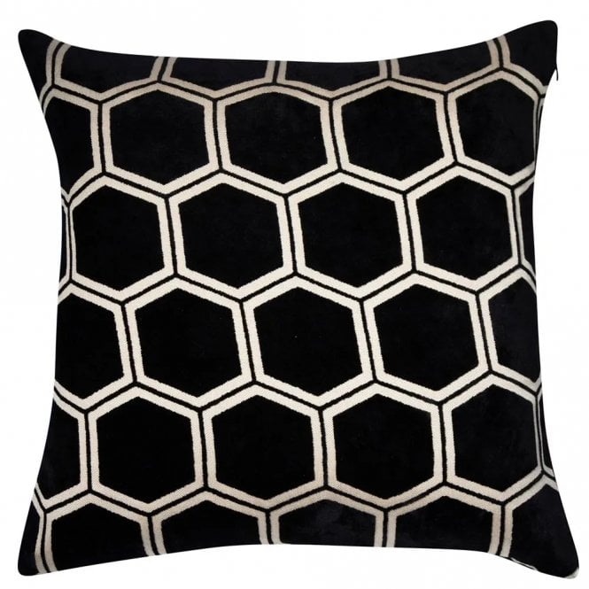 Ivor Black Honeycomb 56cm Square Cushion from Malini