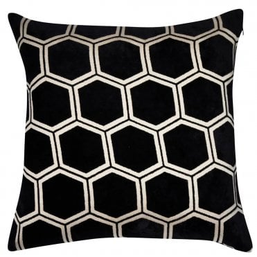 Ivor Black Honeycomb 56cm Square Cushion from Malini