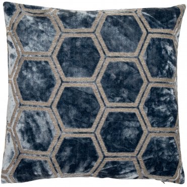 Ivor Blue Honeycomb 43cm Square Cushion from Malini