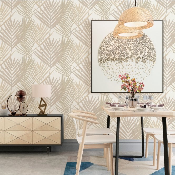 Juliette Palm Leaf Biscuit Wallpaper by Sartoria 7880