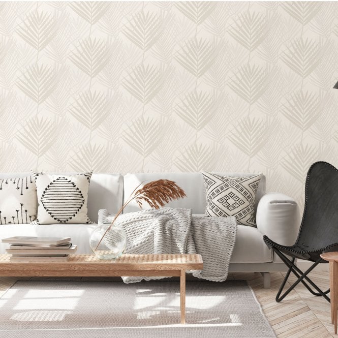 Juliette Palm Leaf Warm Ivory Wallpaper by Sartoria 7886