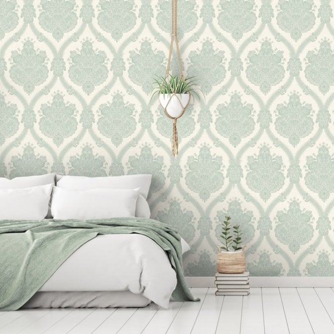 K2 Living Moselle Damask Teal Wallpaper by Holden 65021