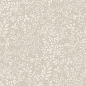 Karuna Embroidery Stitched Organic Wallpaper Taupe by Grandeco Life 205002