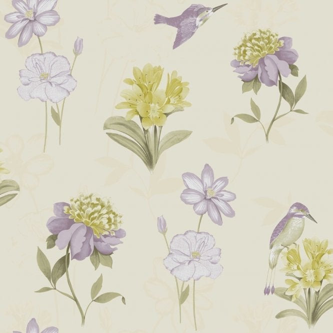 Kingfisher Cream / Plum Wallpaper from K2 Living by Holden 11562