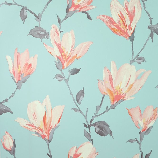 Leuzea Floral Blue / Pink Wallpaper by Arthouse 900807