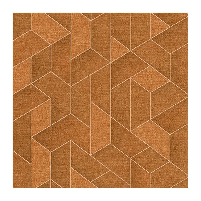 Levante Cubes Terracotta / Copper Shimmer Wallpaper by Erismann 5765-11