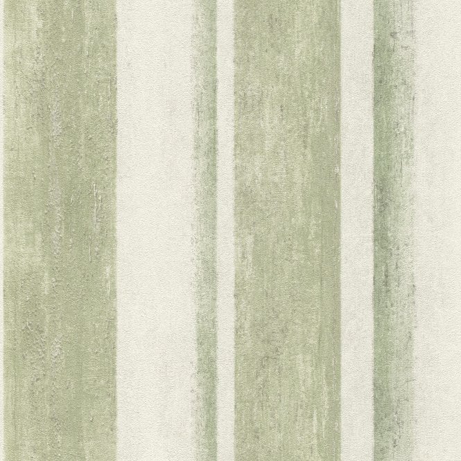 Linares Chalk Stripes Green Wallpaper from Rasch 617771