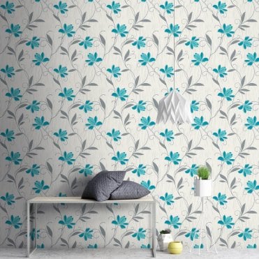 AS Creation Room | Lotus Floral Trail Teal Wallpaper | 3062-10