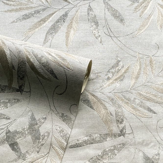 Luxury Leaf Soft Silver Wallpaper by Arthouse 299302