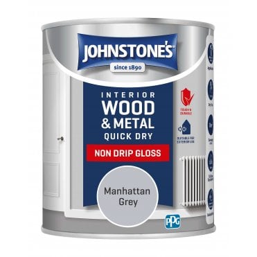 Manhattan Grey Quick Dry Gloss - Johnstones Interior Wood &amp; Metal Paint