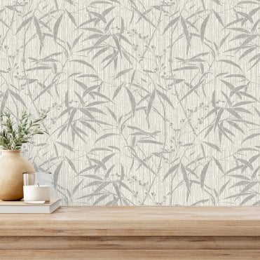 Manila Bamboo Natural / Grey Wallpaper by The Design Library 284873