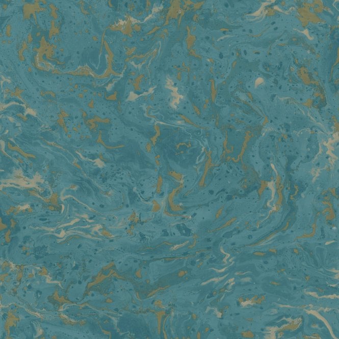 Marble Teal & Gold Wallpaper by Grandeco Life 174311