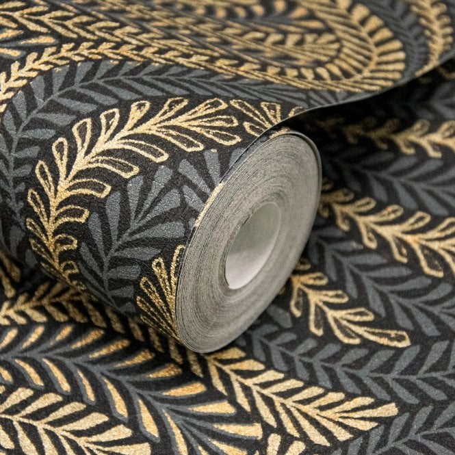 Margot Black Filigree Motif Wallpaper by Grandeco Life A62302