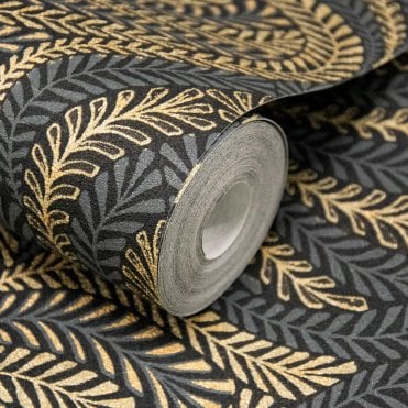 Margot Black Filigree Motif Wallpaper by Grandeco Life A62302