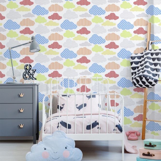 Marshmallow Clouds - Multi Bright Wallpaper by Superfresco Easy 100113