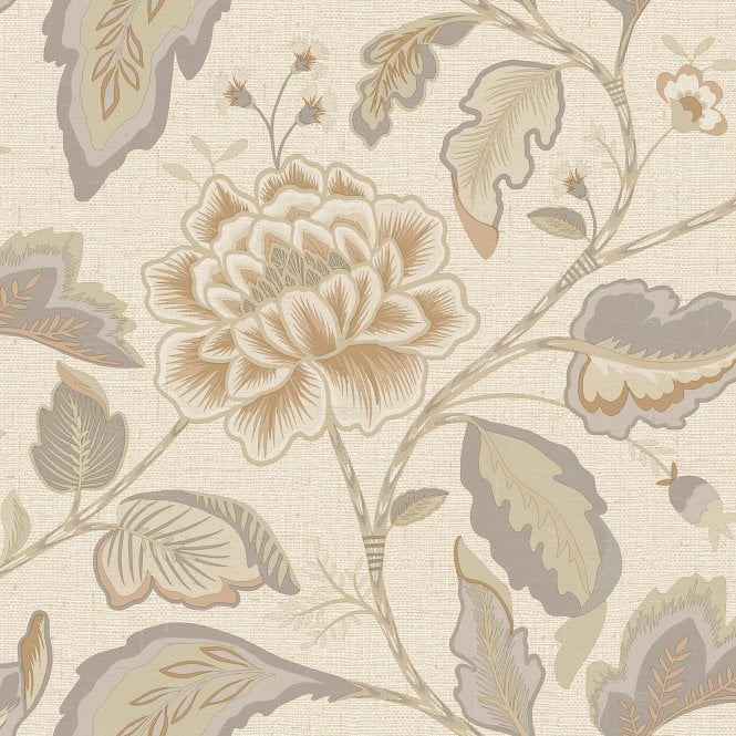 Maya Jacobean Floral Trail Wallpaper Grey / Cream by Belgravia Decor 1723