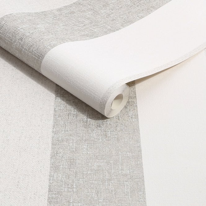 Meadow Stripe Neutrals / Gold Blown Vinyl Wallpaper by Superfresco 128975