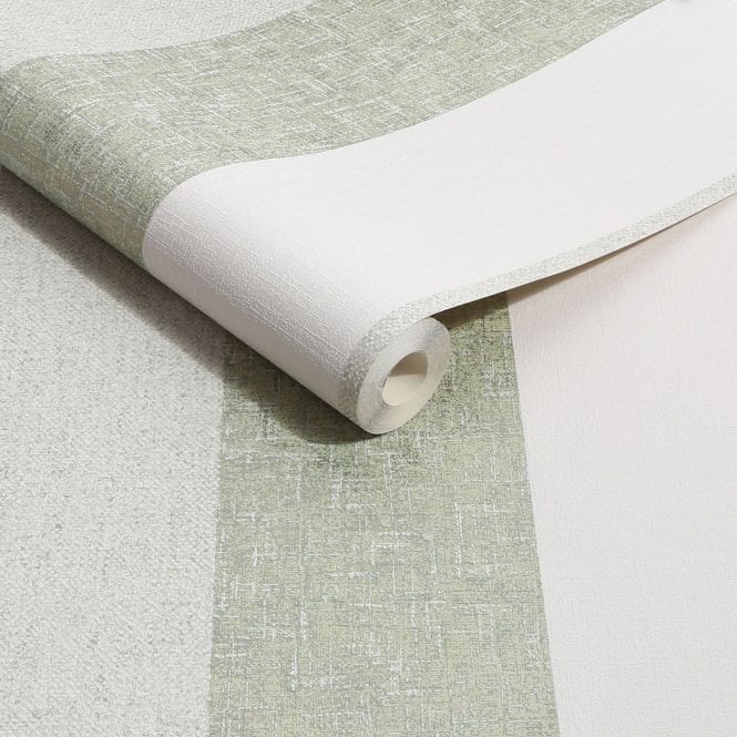 Meadow Stripe Sage / Gold Blown Vinyl Wallpaper by Superfresco 128981