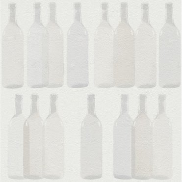 Metal Spirit 2016 White & Grey Glass Bottles Wallpaper by Rasch 586005 Pattern