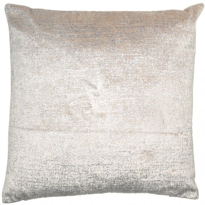 Metallic Silver Velvet 43cm Square Cushion from Malini