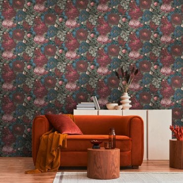 Metropolis Future Flowers Black / Blue Wallpaper by Michalsky Living 6 39979-1