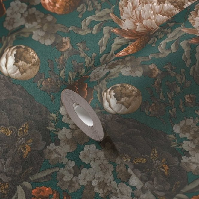 Metropolis Future Flowers Grey / Orange Wallpaper by Michalsky Living 6 39979-3