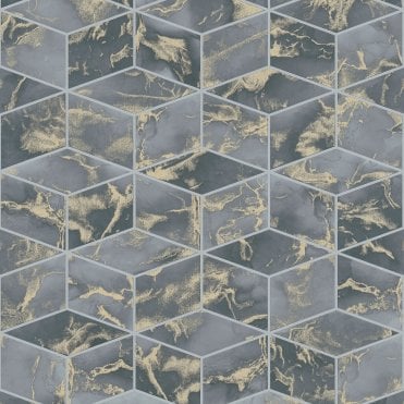 Metropolitan Stories Alena Marble Cube Charcoal Wallpaper by AS Creation 37863-4