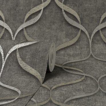 Fine Decor Roll | Milano 9 Trellis Wave Charcoal Wallpaper | M95614