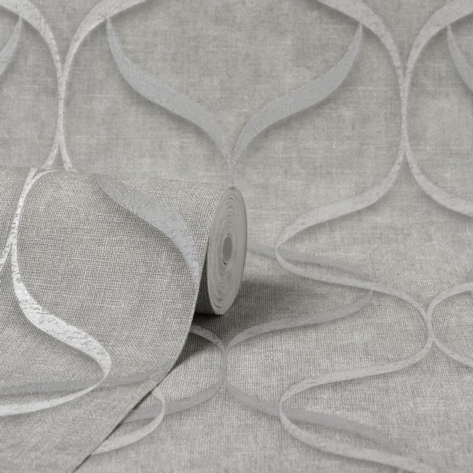 Milano Wave Trellis Grey Wallpaper by Fine Decor M95616