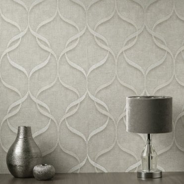 Fine Decor | Milano 9 Trellis Wave Stone Room 2 Wallpaper | M95618