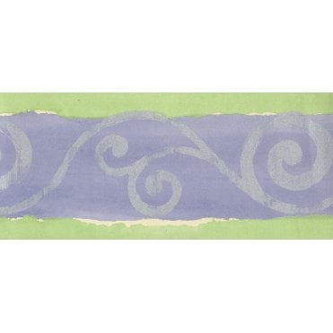 Modern Scroll Green / Lilac Border by Coloroll 686644