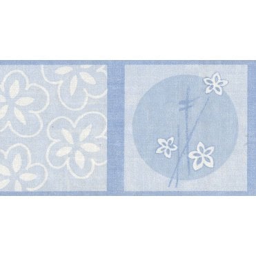 Modern Squares Daisy Blue Border by Holmes 232-41
