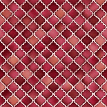 Natural Faux Arabesque Tile Red Wallpaper by design id NF232087