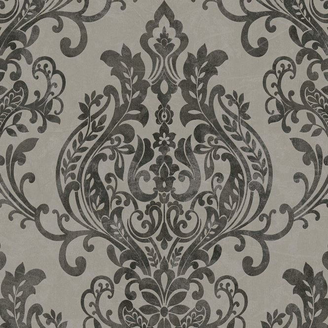 New Life Grey / Black Damask Wallpaper by AS Creation 37681-3