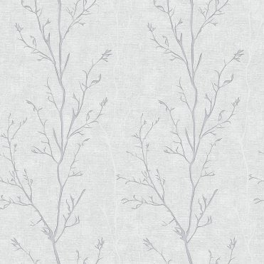 Oakdale Tree White and Silver Wallpaper by Sartoria 7858