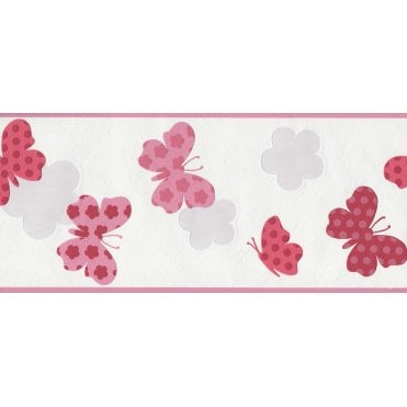 Only Borders Butterflies Pink / Red Border by AS Creation 36858-1