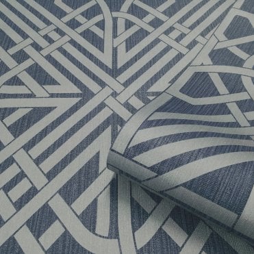 Oria Link Navy / Silver Wallpaper by Belgravia Decor 6739