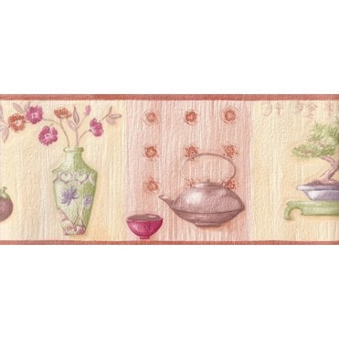Oriental Vase and Flowers Border Cream / Peach by AS Creation 6175-21